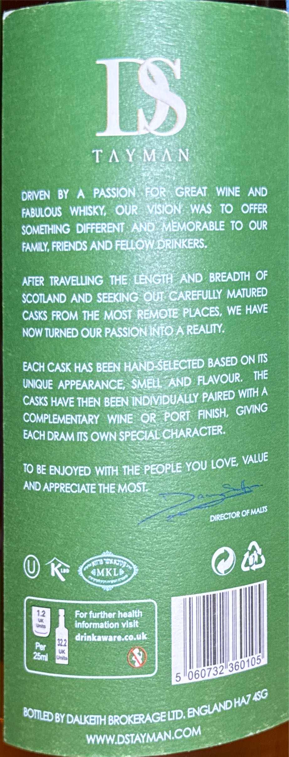 Blair Athol 12 Years - DS Tayman (700 mL) alcohol collectible [Barcode 5060732360105] - Main Image 2