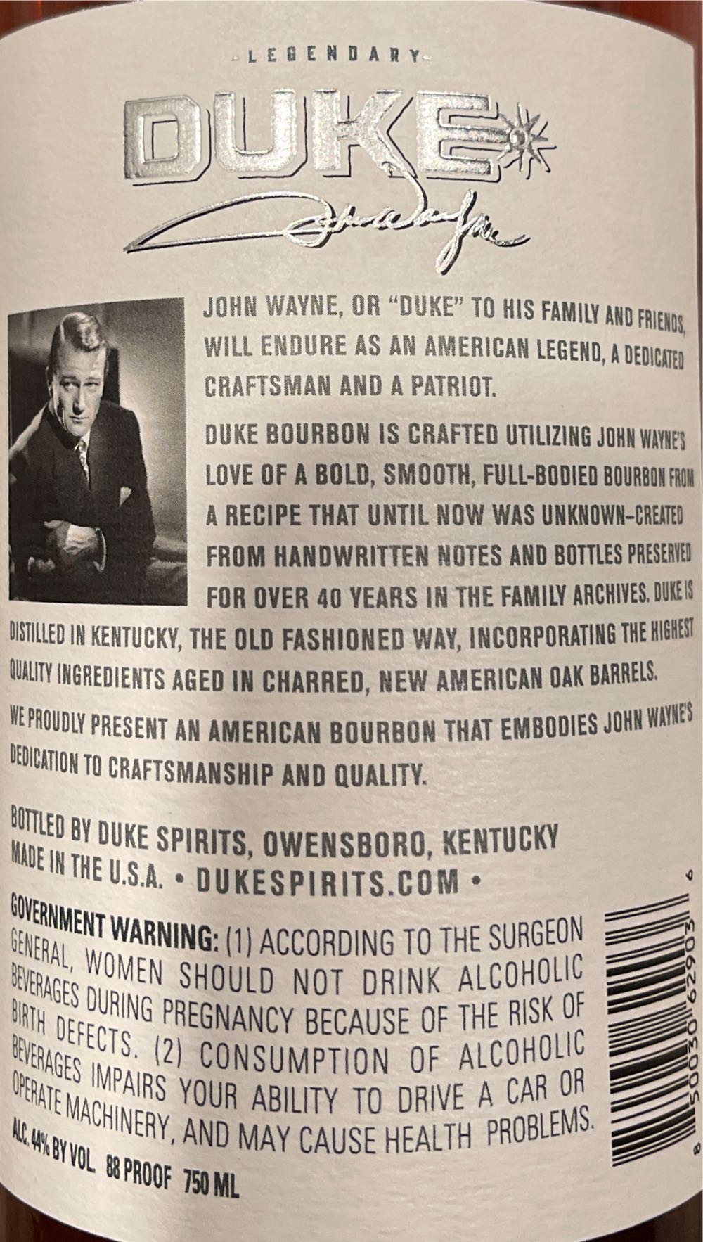 Duke - Kentucky Straight Bourbon - Duke Spirits (750 mL) alcohol collectible [Barcode 850030629036] - Main Image 3