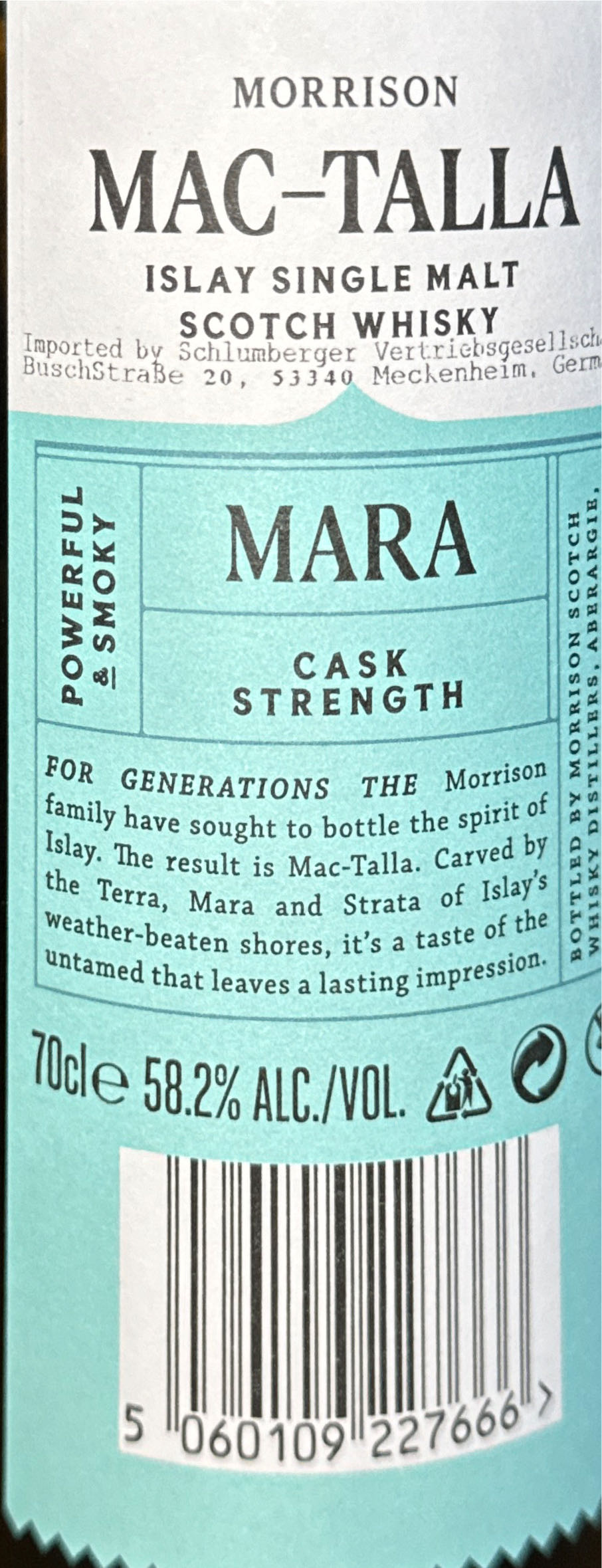 Morrison Mac-Talla  Terra - Morrison Scotch Whisky Distillers (700 mL) alcohol collectible [Barcode 5060109227666] - Main Image 2