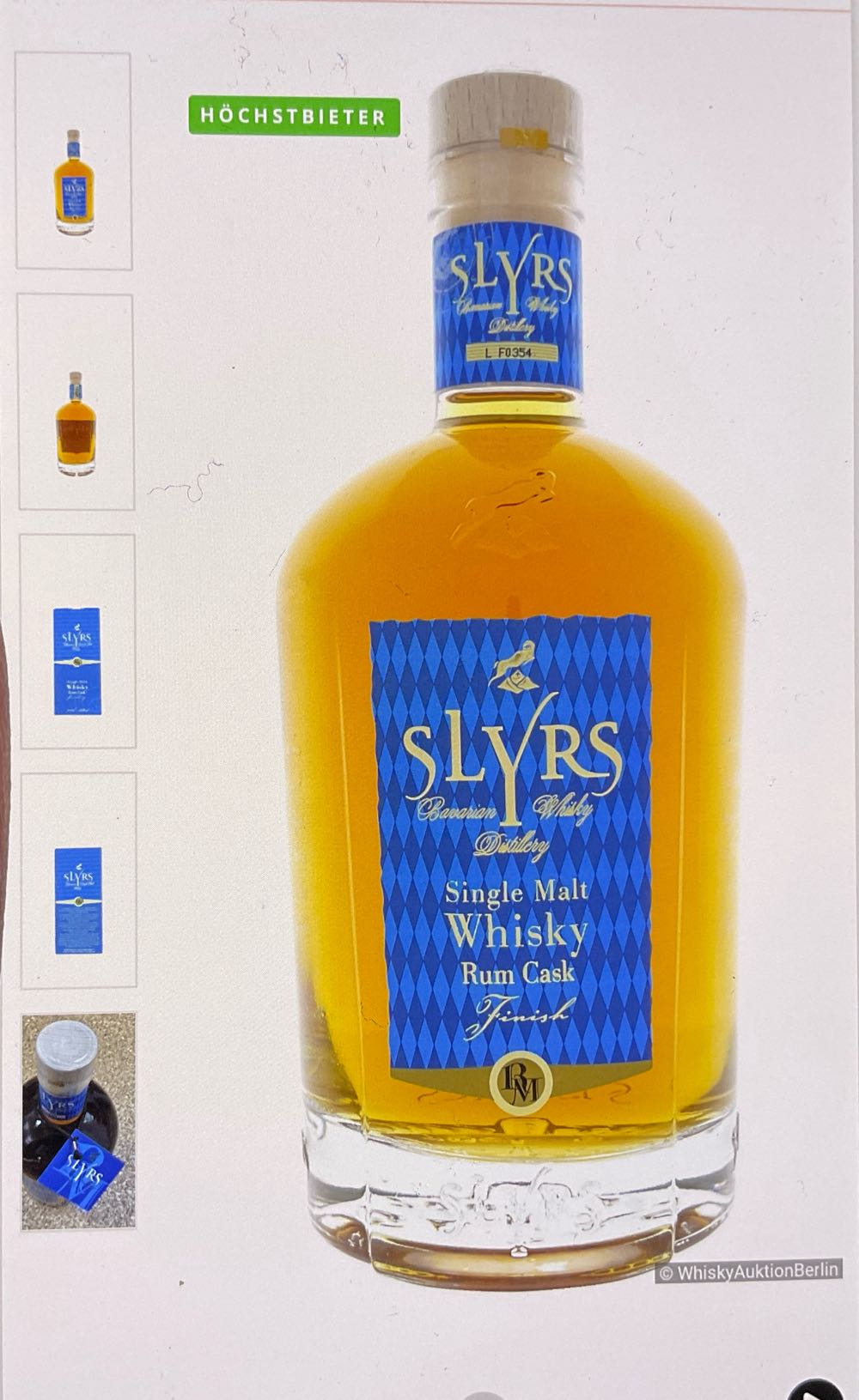 Slyrs Single Malt Whisky Rum Cask Finishing 0.7l - Slyrs (700 mL) alcohol collectible [Barcode 4250826902224] - Main Image 2