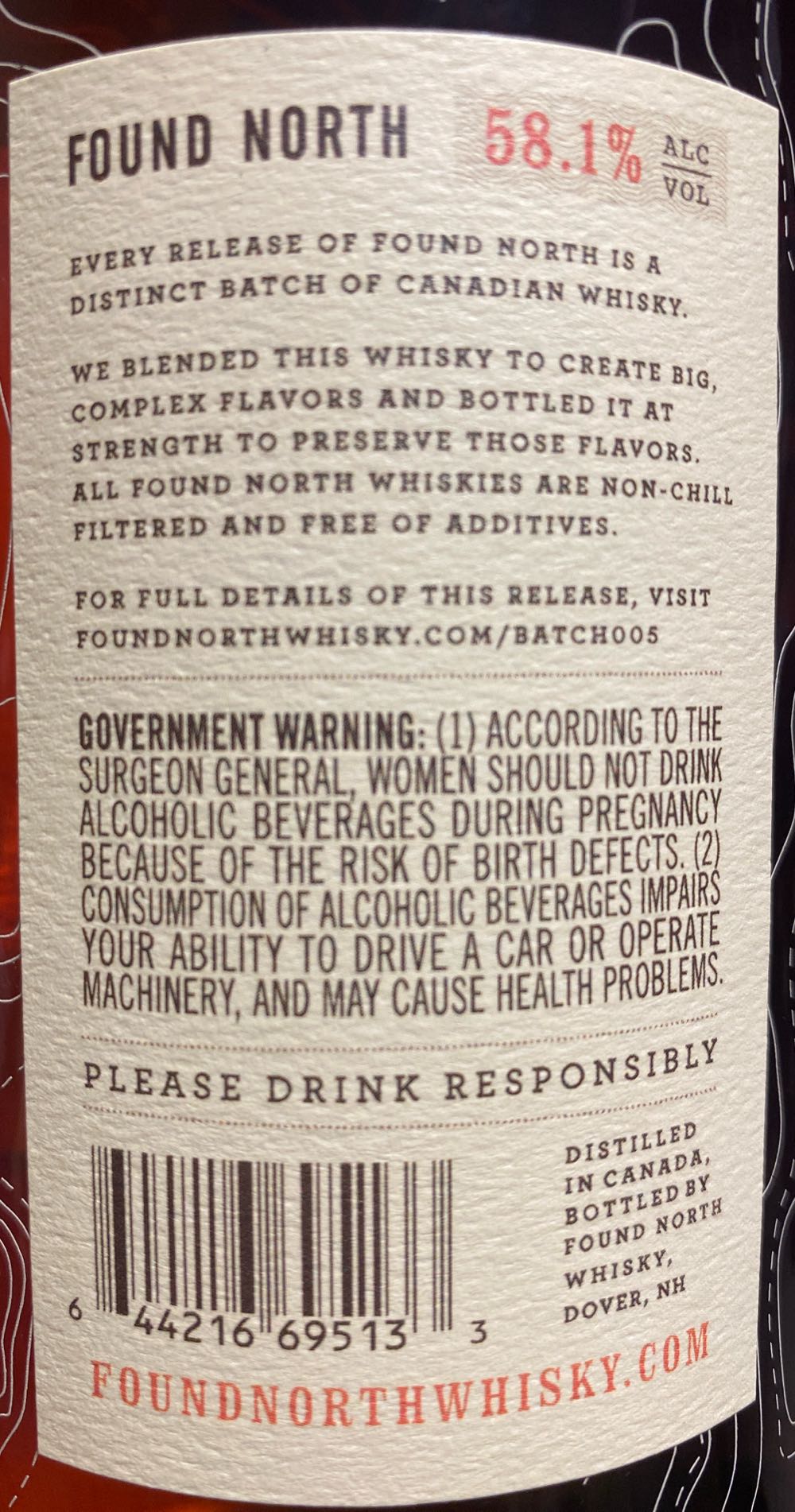 Found North Batch 005 Cask Strength Whisky - Found North Whisky alcohol collectible [Barcode 644216695133] - Main Image 2