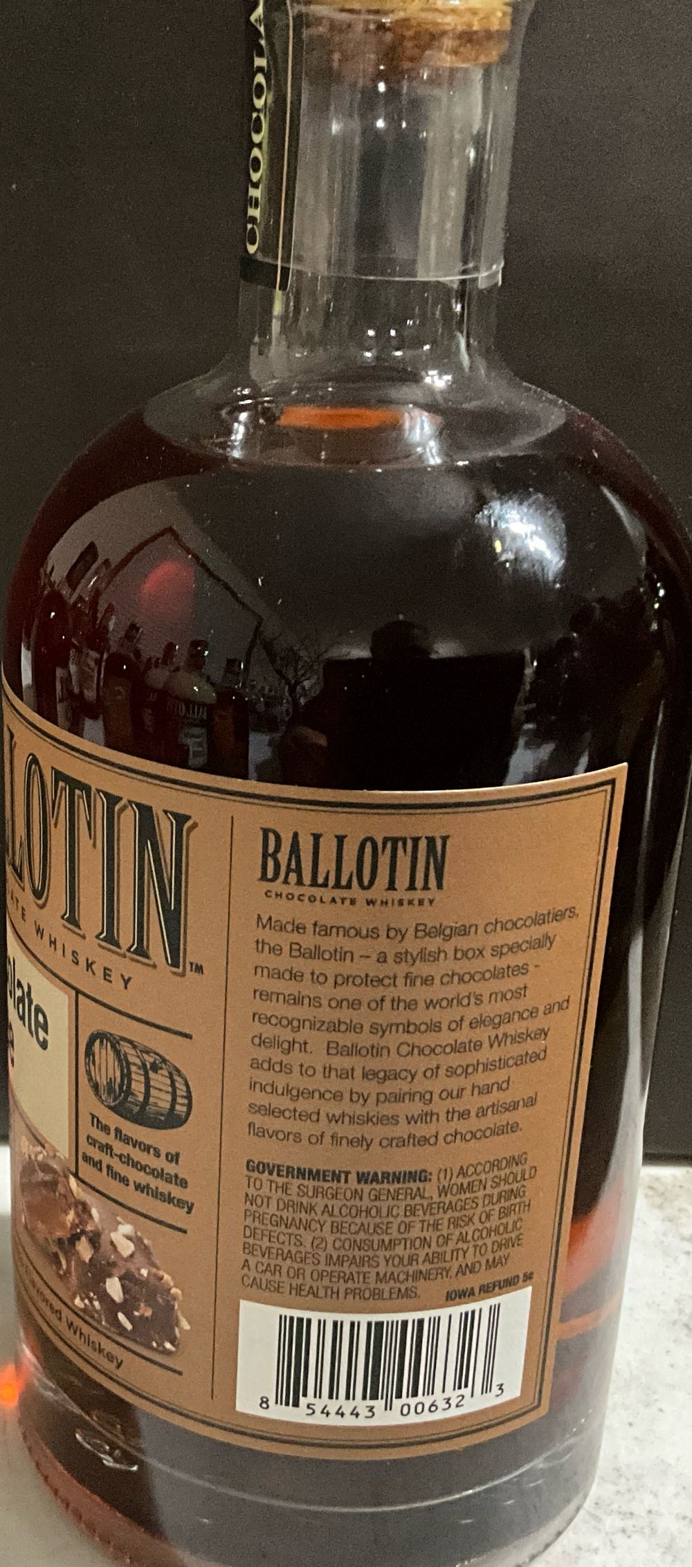 Ballotin Chocolate Toffee Flavored Whiskey - Saloon Spirits (750 mL) alcohol collectible [Barcode 854443006323] - Main Image 2