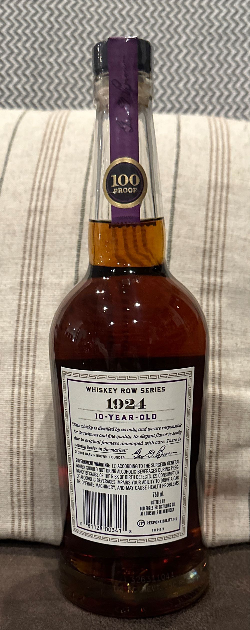 Old Forester 1924 - Old Forester Distilling Co. (750 mL) alcohol collectible [Barcode 081128003418] - Main Image 2