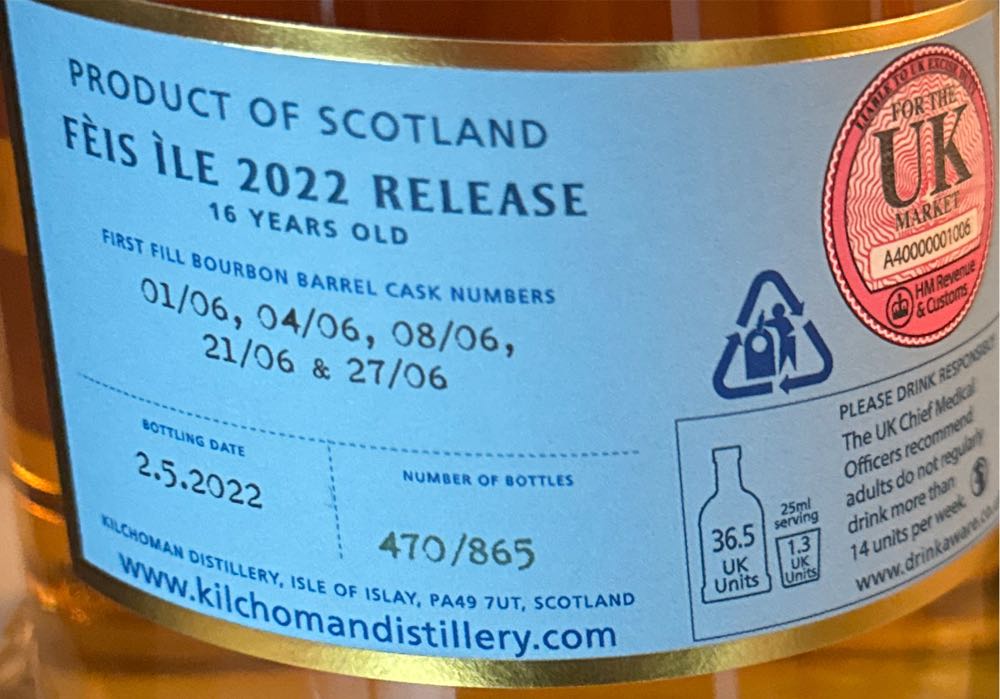 Kilchoman Feis Ile 2022 - Kilchoman Distillery (700 mL) alcohol collectible - Main Image 3