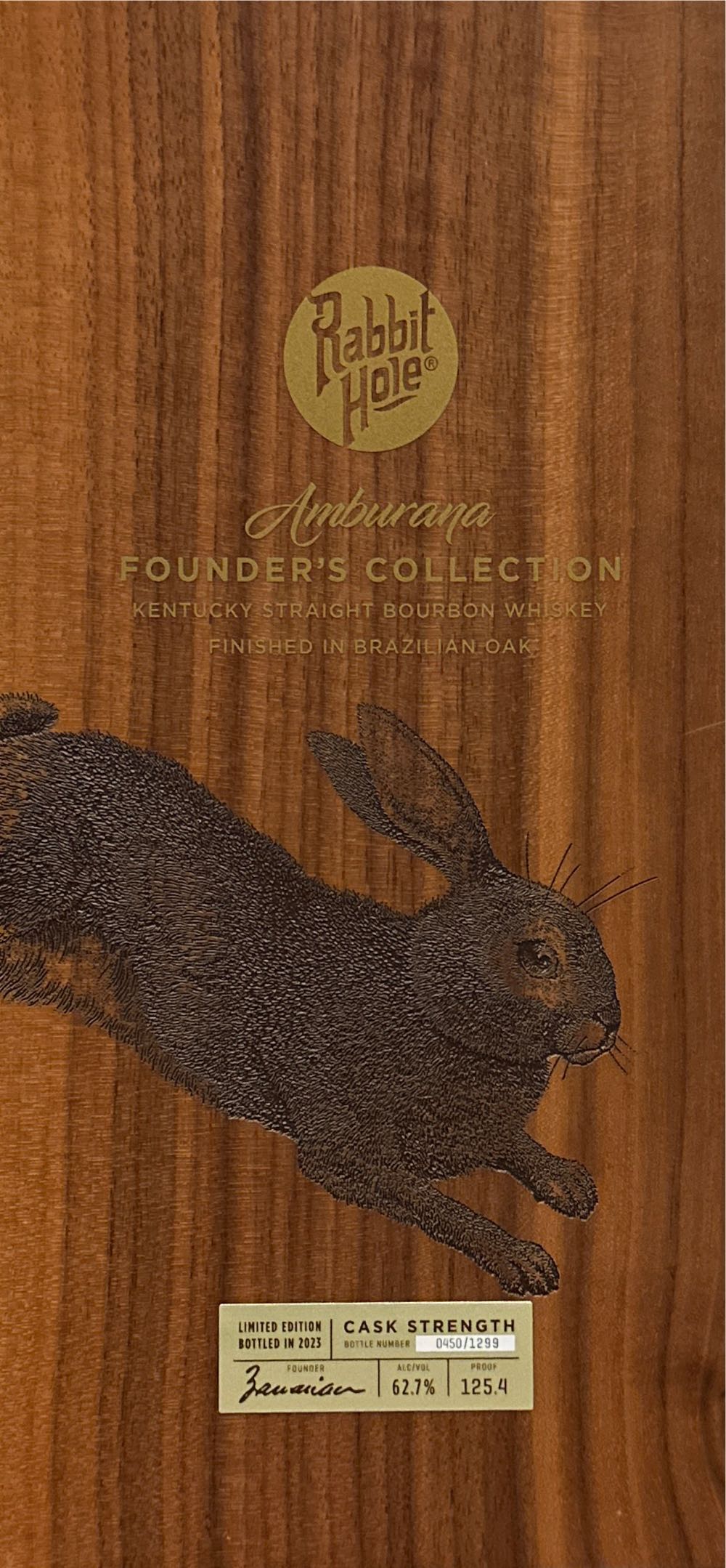 Rabbit Hole Founder’s Coll. “Amburana” - Rabbit Hole Distilling (750 mL) alcohol collectible [Barcode 856581006692] - Main Image 2