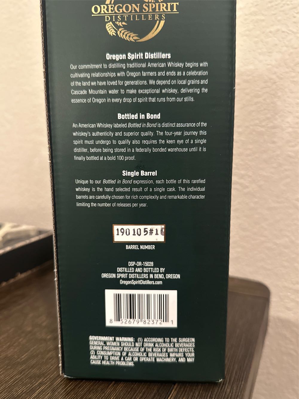 Single Barrel Bottled In Bond Rye Whiskey - Oregon Spirit Distillers (750 mL) alcohol collectible [Barcode 852679823721] - Main Image 2