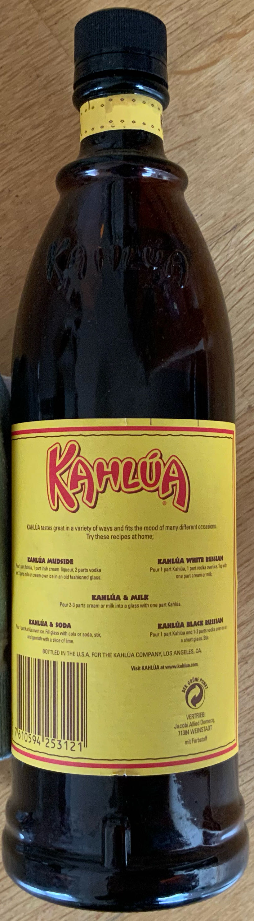 Kahlúa Coffee Liqueur - The Kahlúa Company (700 mL) alcohol collectible [Barcode 7610594253121] - Main Image 2