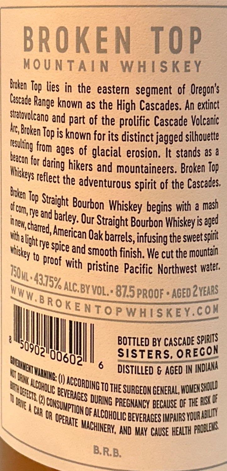 Broken Top Mountain Top - Cascade Spirits (750 mL) alcohol collectible [Barcode 850902006026] - Main Image 2