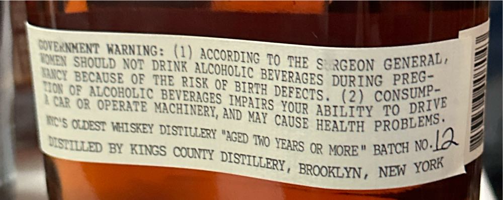 Kings County Distillery Barrel Strength - Kings County Distillery (375 mL) alcohol collectible [Barcode 853396007043] - Main Image 2