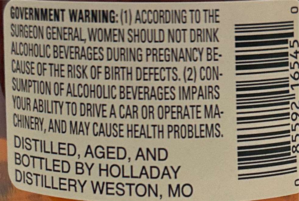 Ben Holladay Soft Red Wheat Bourbon Whiskey Bottled In Bond - MO USA - Holladay Distillery (750 mL) alcohol collectible [Barcode 085592165450] - Main Image 3
