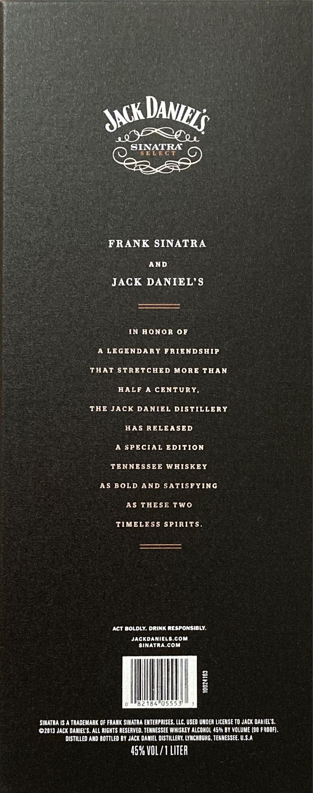 Jack Daniel’s Sinatra Select - Jack Daniel’s Distillery, Lynchburg, TN (1 L) alcohol collectible - Main Image 3