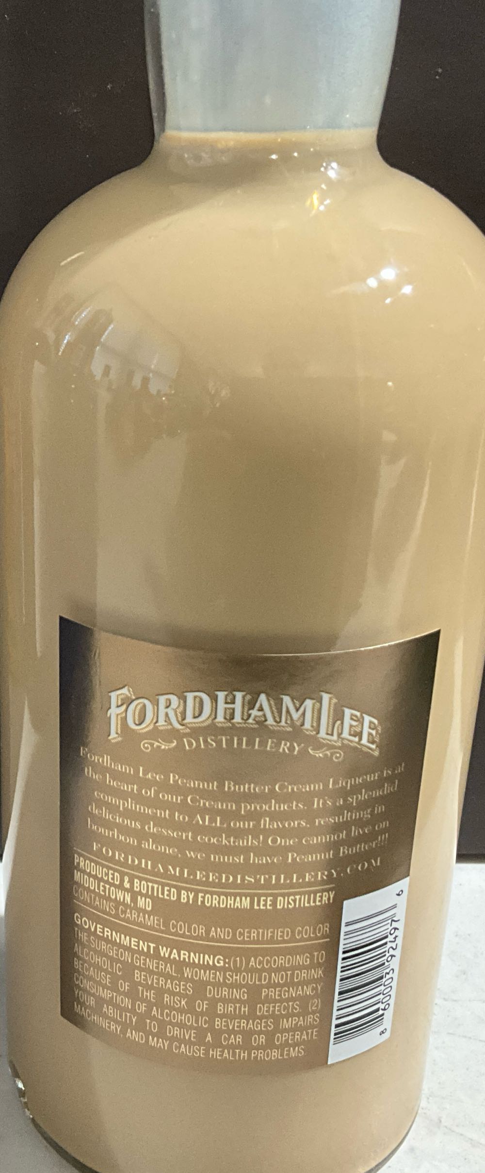 Fordham Lee Peanut Butter Flavored Cream Liqueur - Fordham Lee (750 mL) alcohol collectible [Barcode 860003924976] - Main Image 2