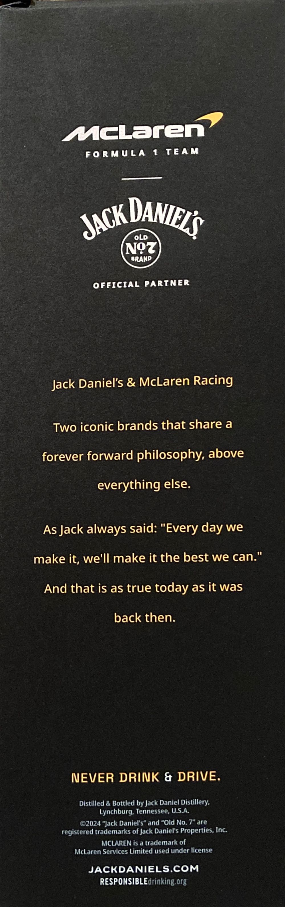 Jack Daniel’s Old No.7 McLaren - Jack Daniel’s Distillery, Lynchburg, TN (1.0 L) alcohol collectible - Main Image 3