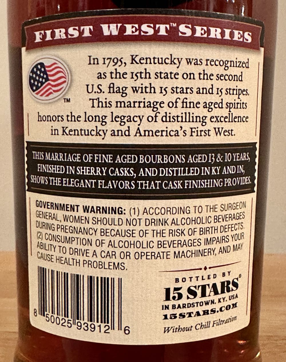 15 Stars Sherry Cask, Blended Bourbon Whiskey - 15 Stars Distillery, Bardstown KY (750 mL) alcohol collectible [Barcode 850025939126] - Main Image 4