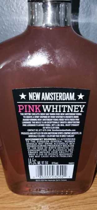 New Amsterdam Pink Whitney Vodka 375ml 375 Ml  (375 mL) alcohol collectible [Barcode 085000032541] - Main Image 3