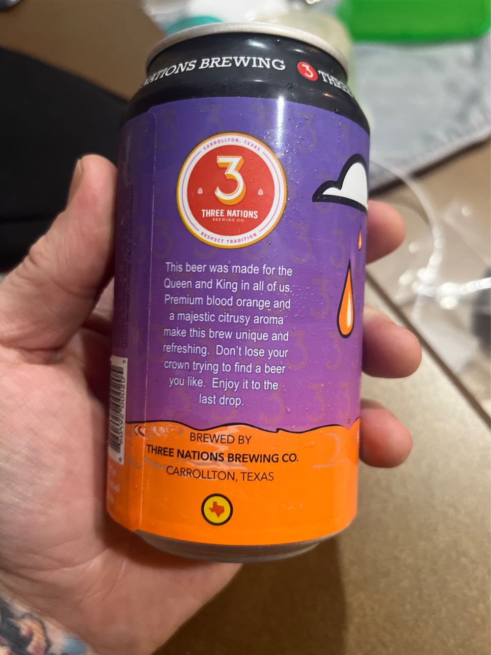 Three Nations Royal Blood Orange Ale - Three Nations Brewing (12 FL OZ) alcohol collectible [Barcode 860492000205] - Main Image 2