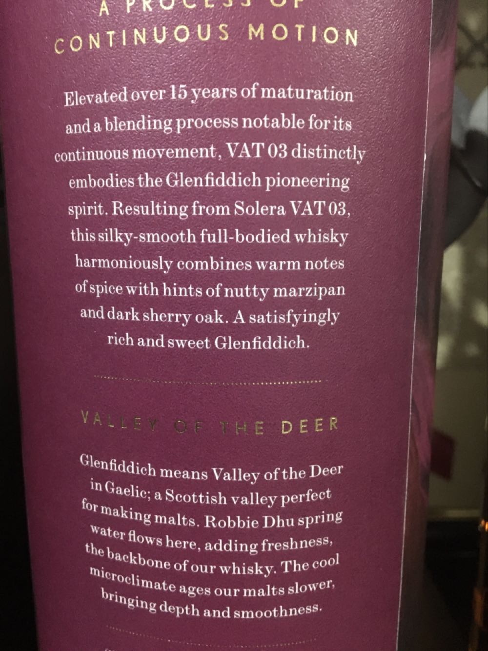 GLENFIDDICH VAT 03 15y Single Malt Scotch Whisky - The Glenfiddich Distillery (700 mL) alcohol collectible [Barcode 5010327325781] - Main Image 4