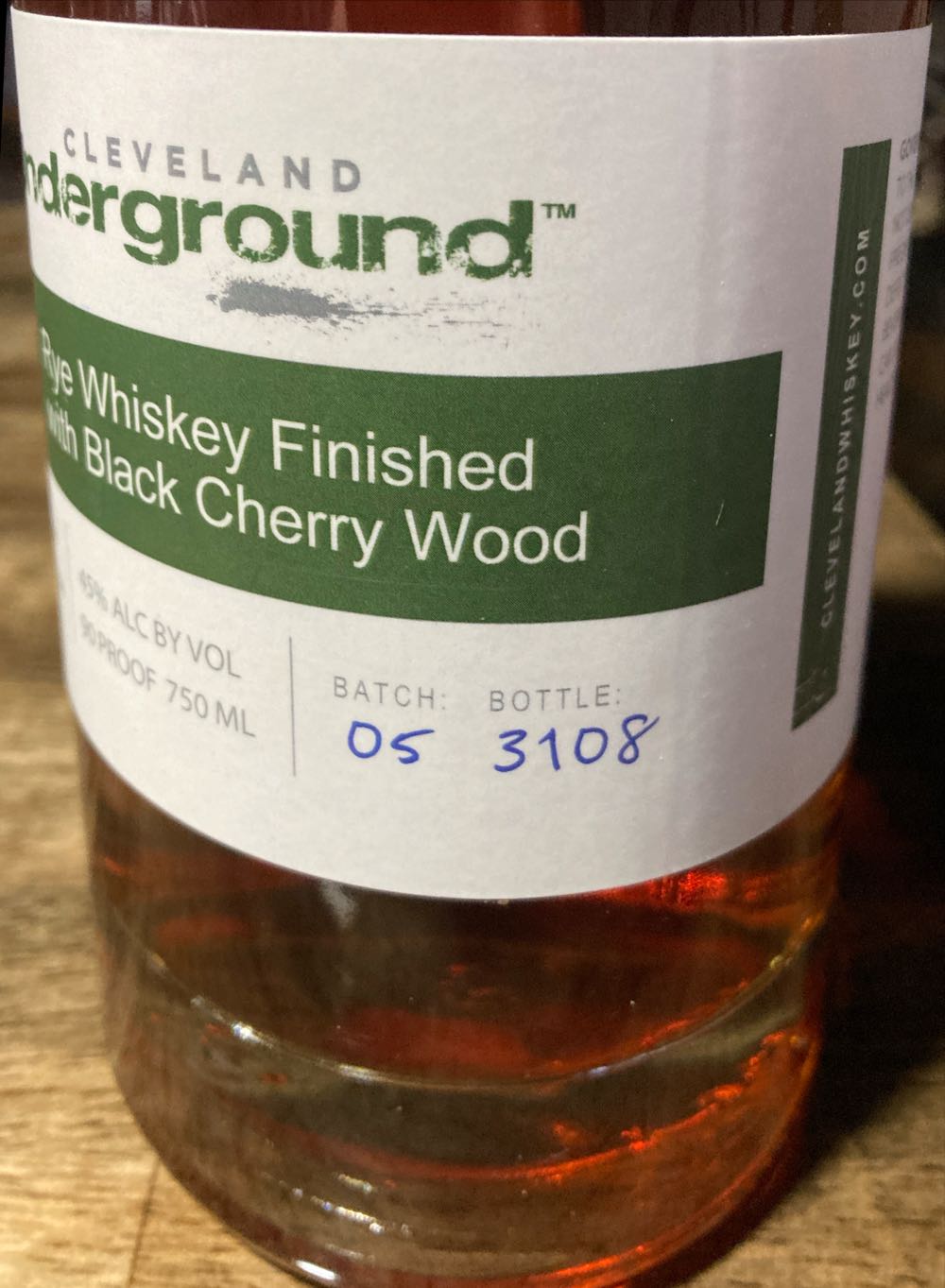 Cleveland Underground Black Cherry Wood Finished Rye Whiskey - Cleveland Whiskey (750 mL) alcohol collectible [Barcode 853971004887] - Main Image 2