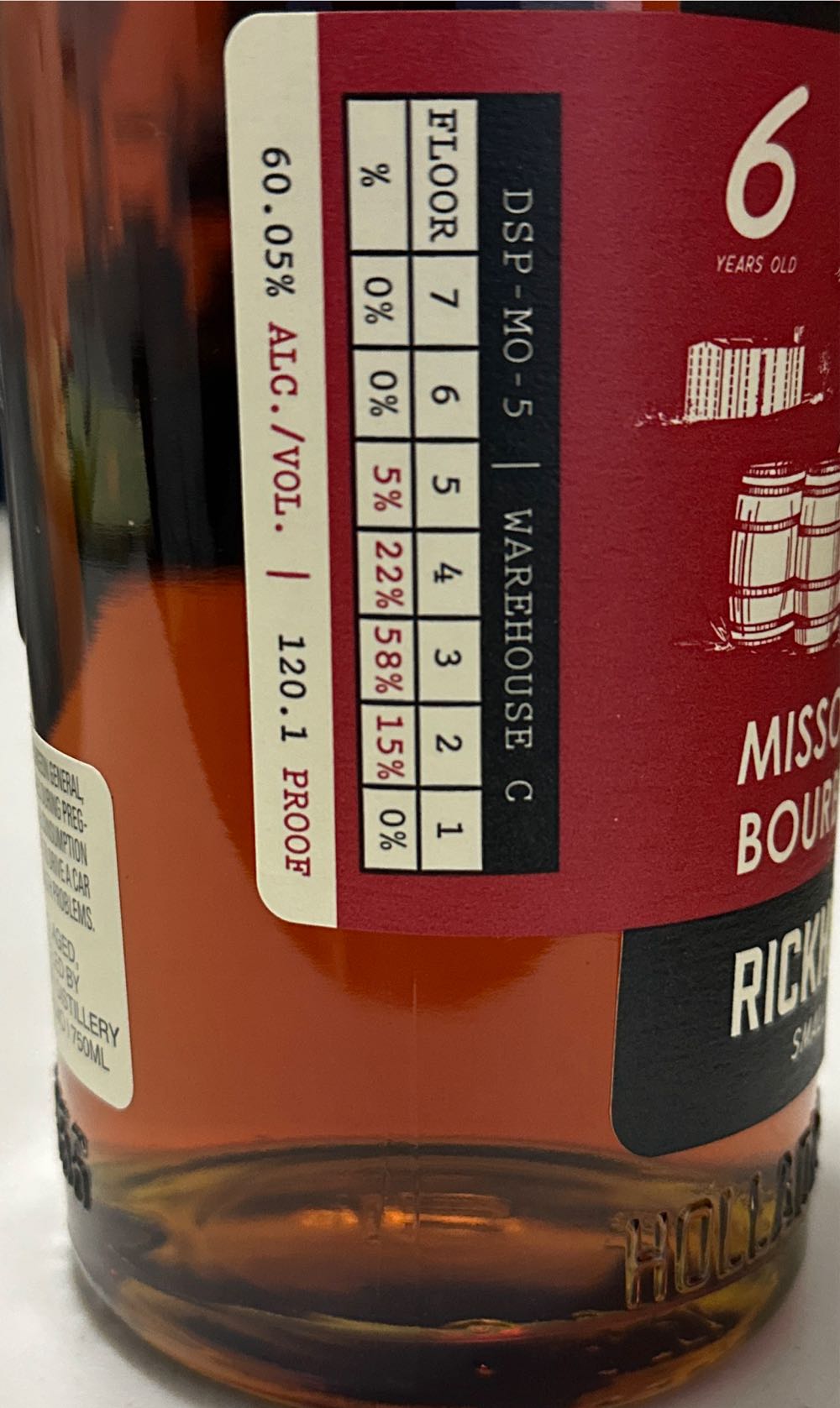 Ben Holladay Rickethouse Proof Bourbon Whiskey - Holladay Distillery (750 mL) alcohol collectible [Barcode 085592165252] - Main Image 3
