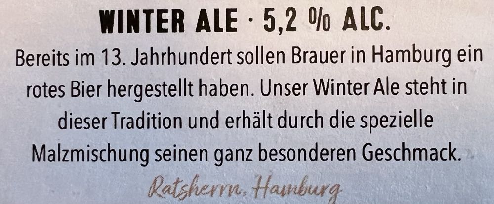 Ratsherrn - Winter-Ale - Ratsherrn-Brauerei Hamburg (500 mL) alcohol collectible - Main Image 3
