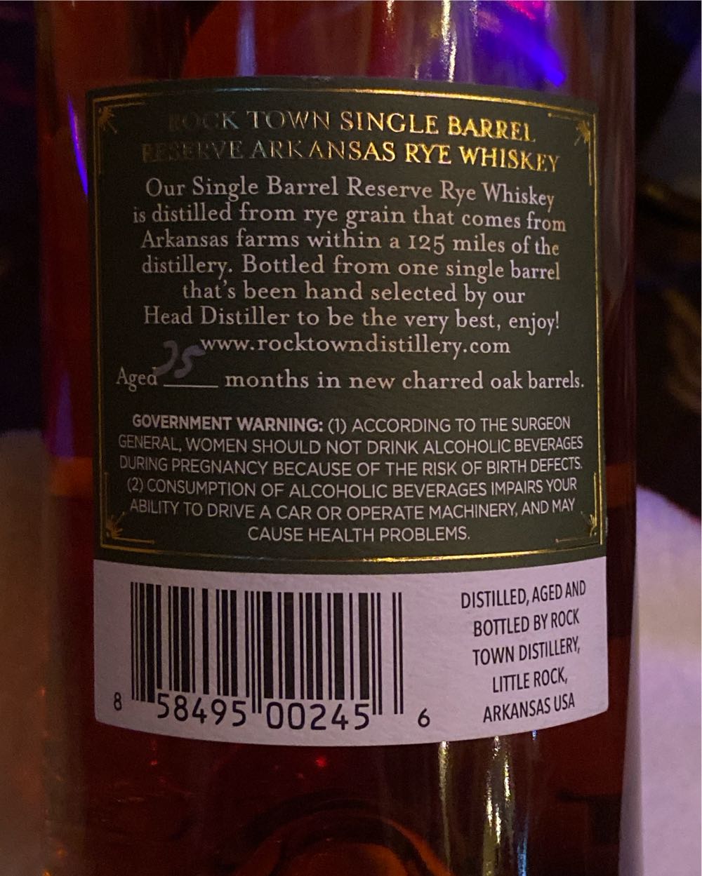 Rock Town Single Rye - Rock Town Distillery alcohol collectible [Barcode 858495002456] - Main Image 2