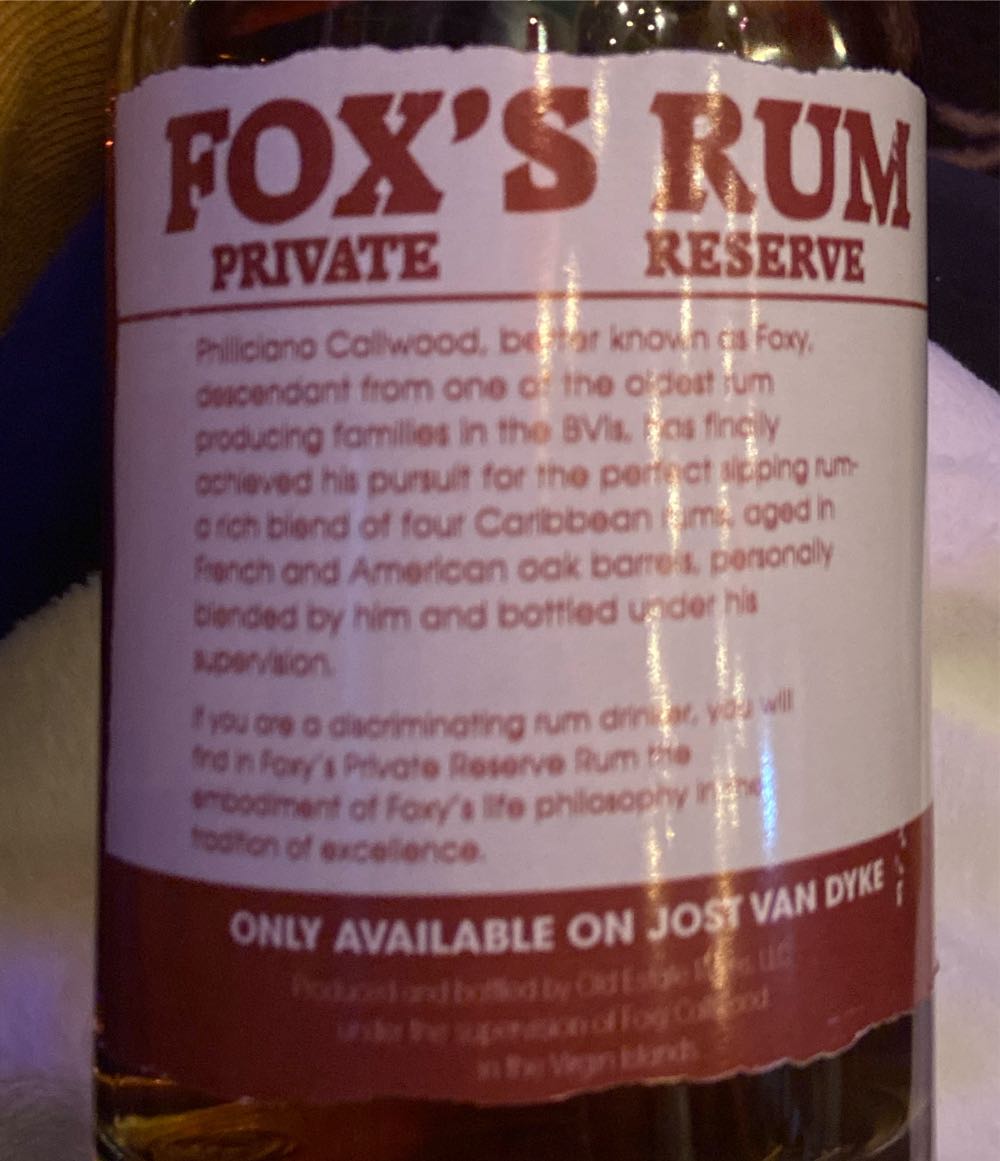 Foxy’s Rum  alcohol collectible - Main Image 2