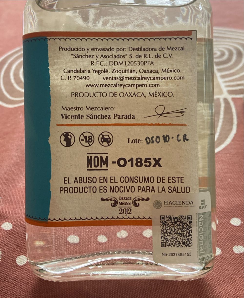 Rey Campero Sierra Negra Mezcal - Rey Campero alcohol collectible - Main Image 2