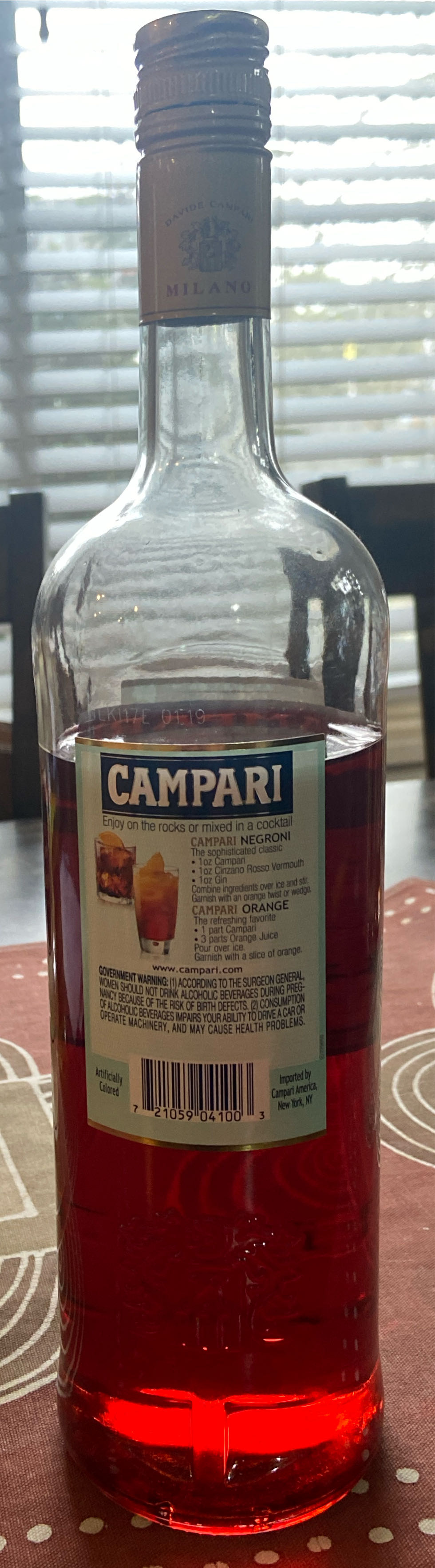Campari - Campari Distillery, Italy (1 L) alcohol collectible [Barcode 721059041003] - Main Image 2