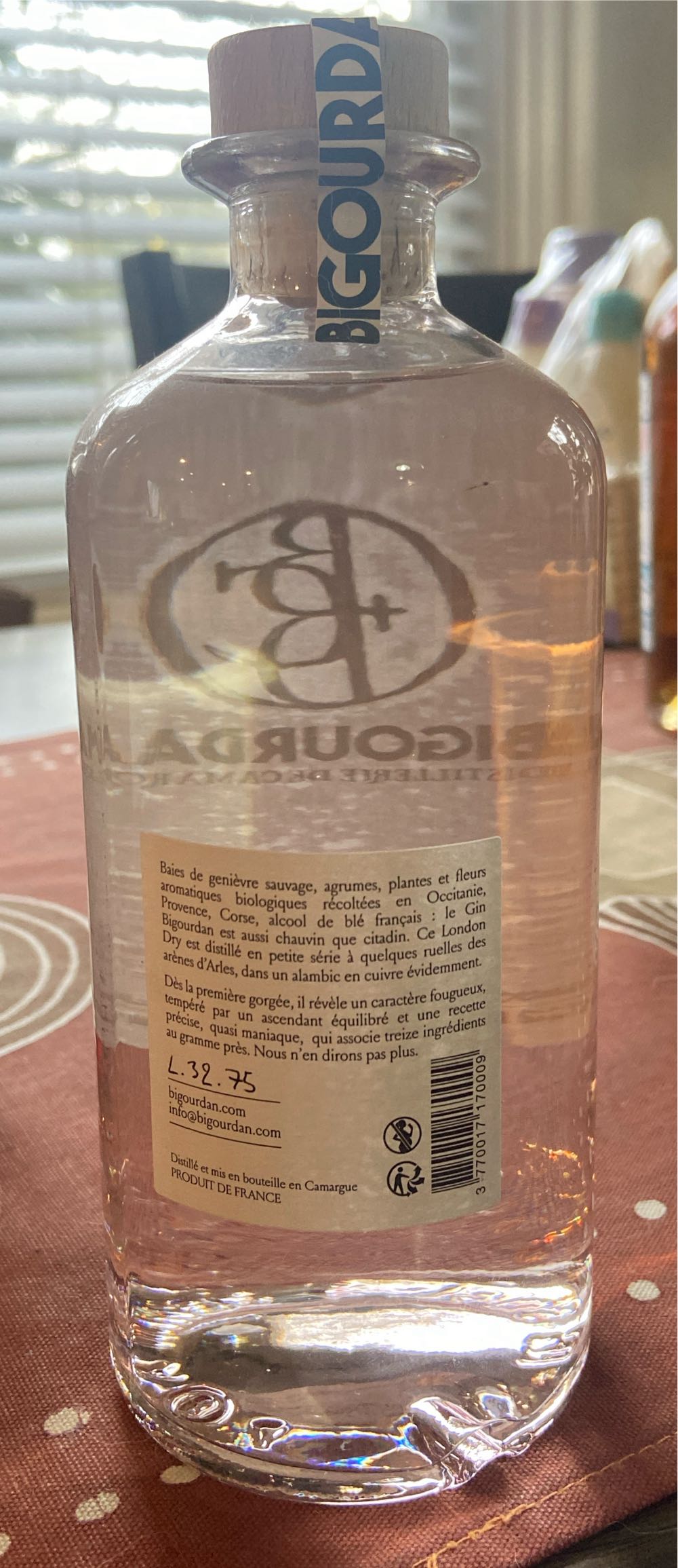 Gin - Original Dry Gin - Bigourdan alcohol collectible [Barcode 3770017170009] - Main Image 2