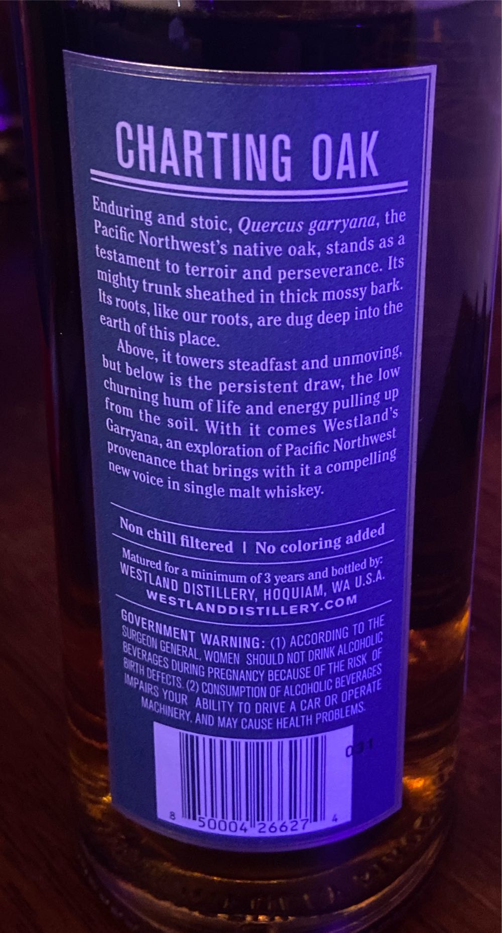 Garryana - Westland Distillery alcohol collectible [Barcode 850004266274] - Main Image 2