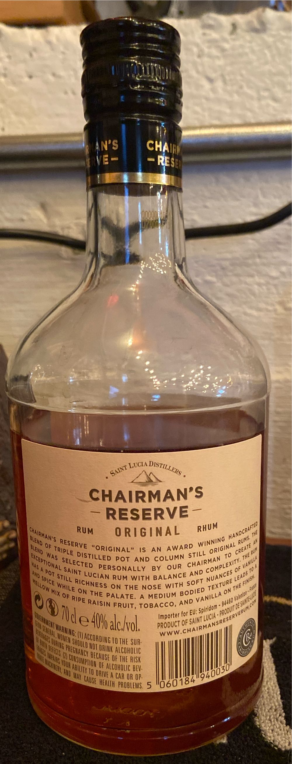 Chairmans Reserve Original Rum - Saint Lucia Distellers alcohol collectible [Barcode 5060184940030] - Main Image 2