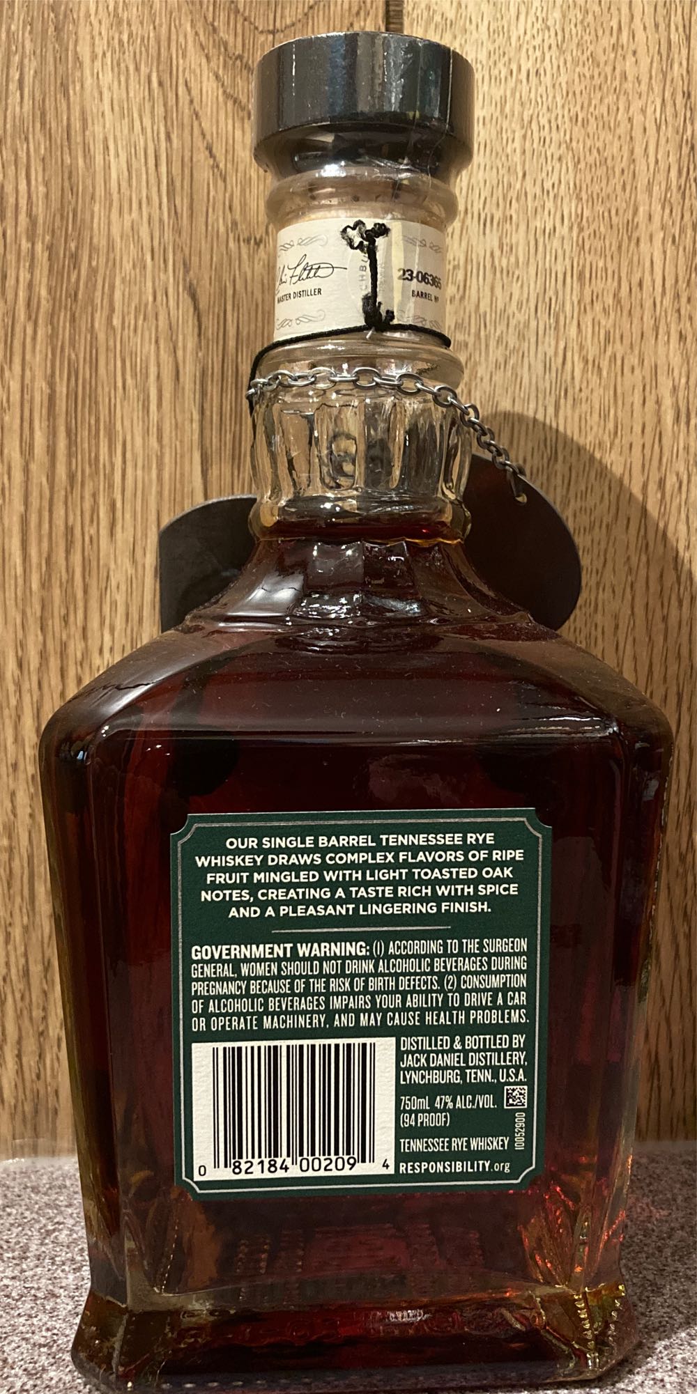 Jack Daniel’s Single Barrel Rye - Jack Daniel’s Distillery, Lynchburg, TN (750 mL) alcohol collectible - Main Image 3