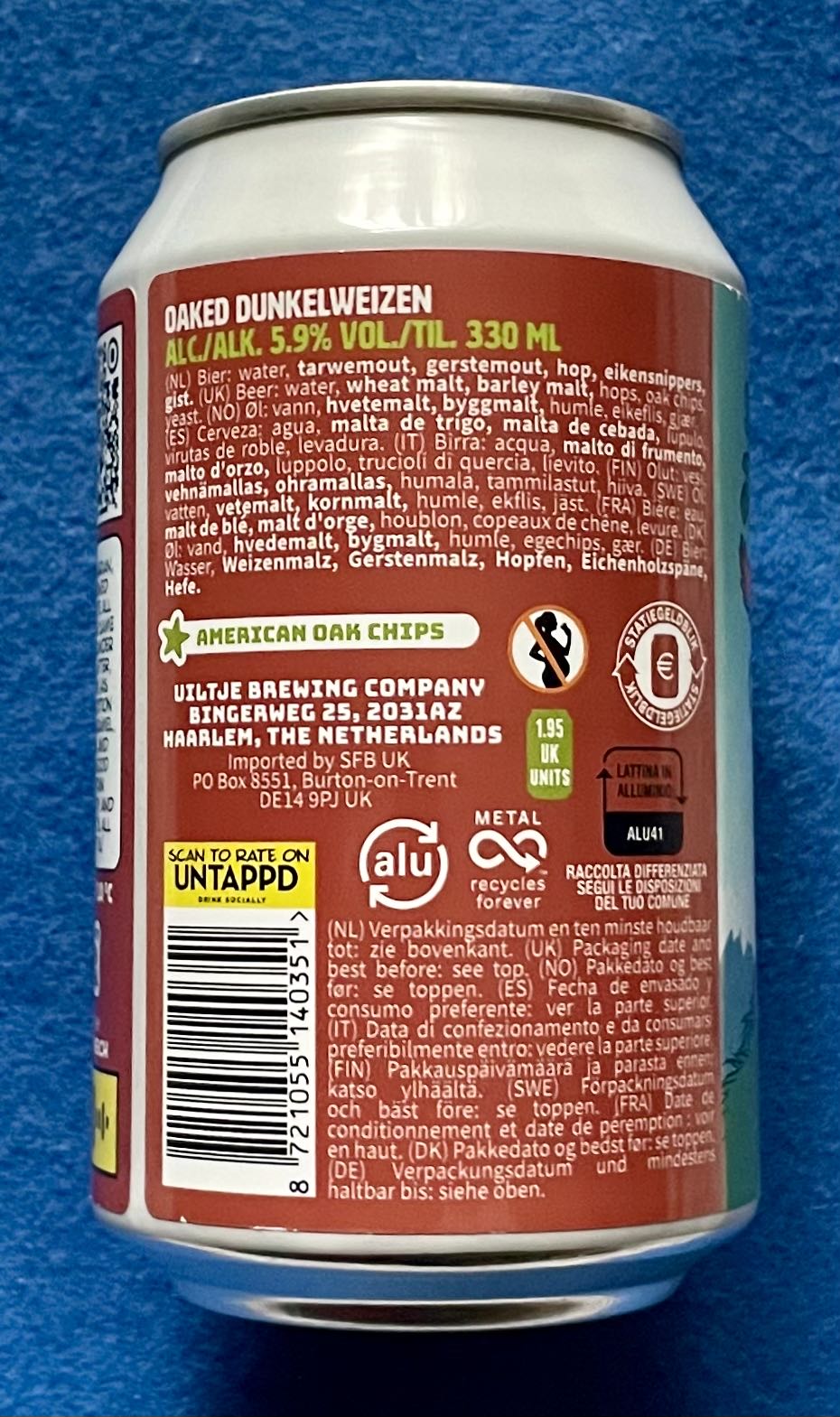 Herr Oakmeister Von Dunkelweizen - Uiltje Brewing Company (330 mL) alcohol collectible [Barcode 8721055140351] - Main Image 3