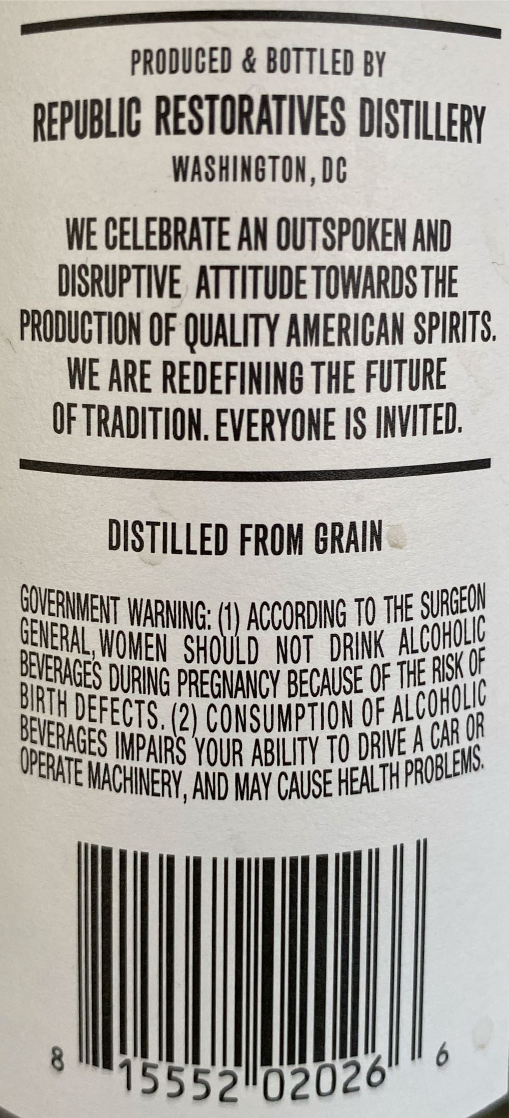 Dissent Dc Made Gin 750ml - Republic Restoratives DC (750 mL) alcohol collectible [Barcode 815552020266] - Main Image 2