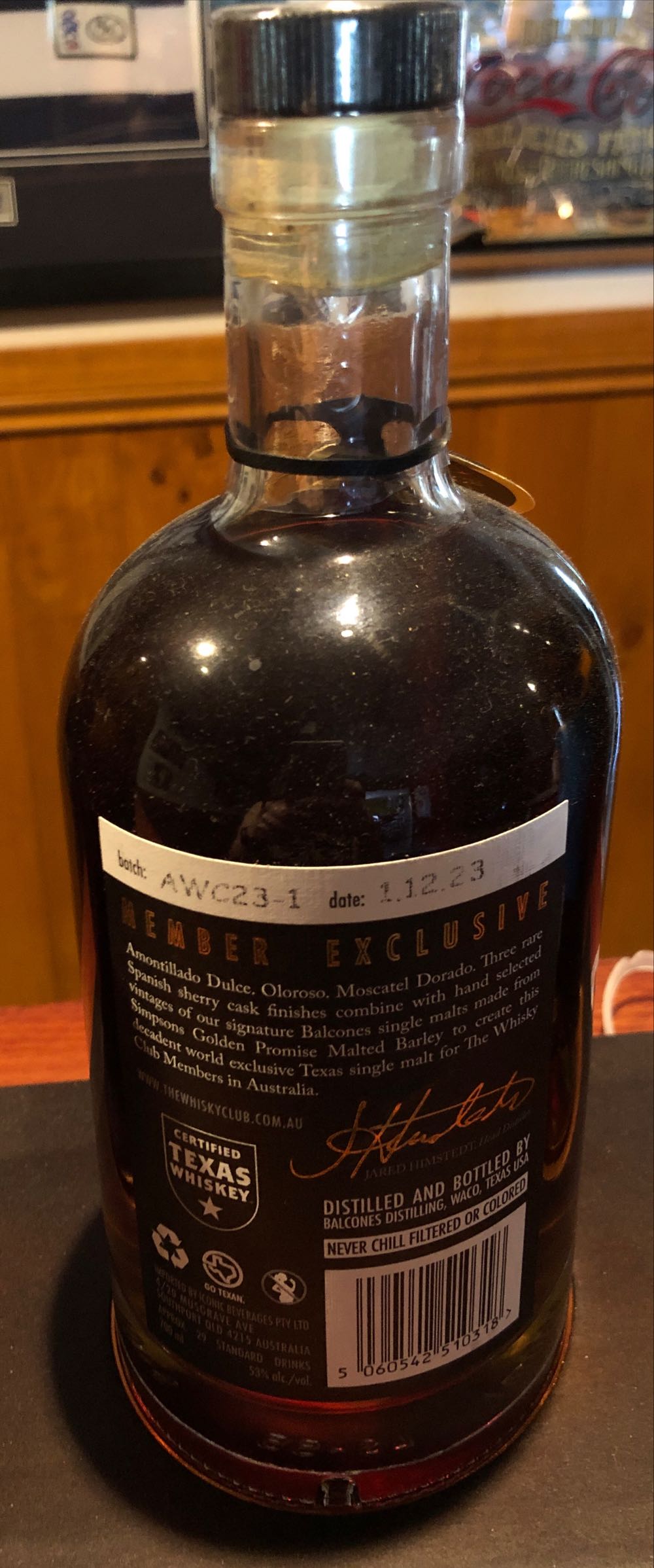 Balcones ”Montilla” - Balcones Distilling (700 mL) alcohol collectible - Main Image 3