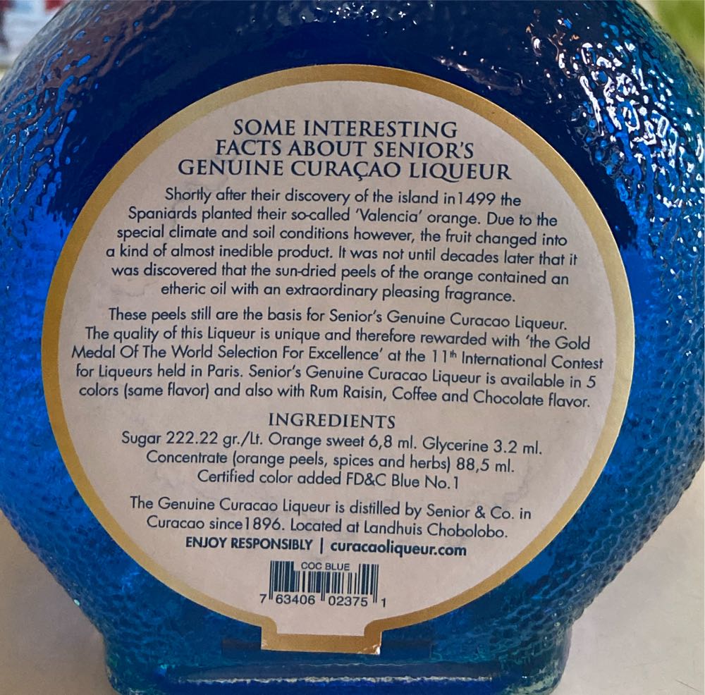 The Genuine Curaçao Liqueur - Senior & Co alcohol collectible [Barcode 763406023751] - Main Image 2