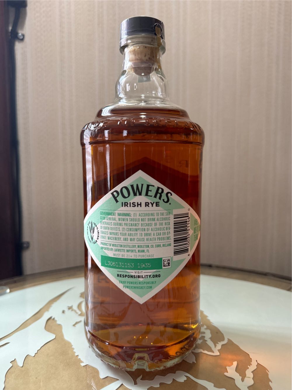Powers Irish Rye Whiskey - Midleton Distillery (750 mL) alcohol collectible [Barcode 810035511460] - Main Image 2