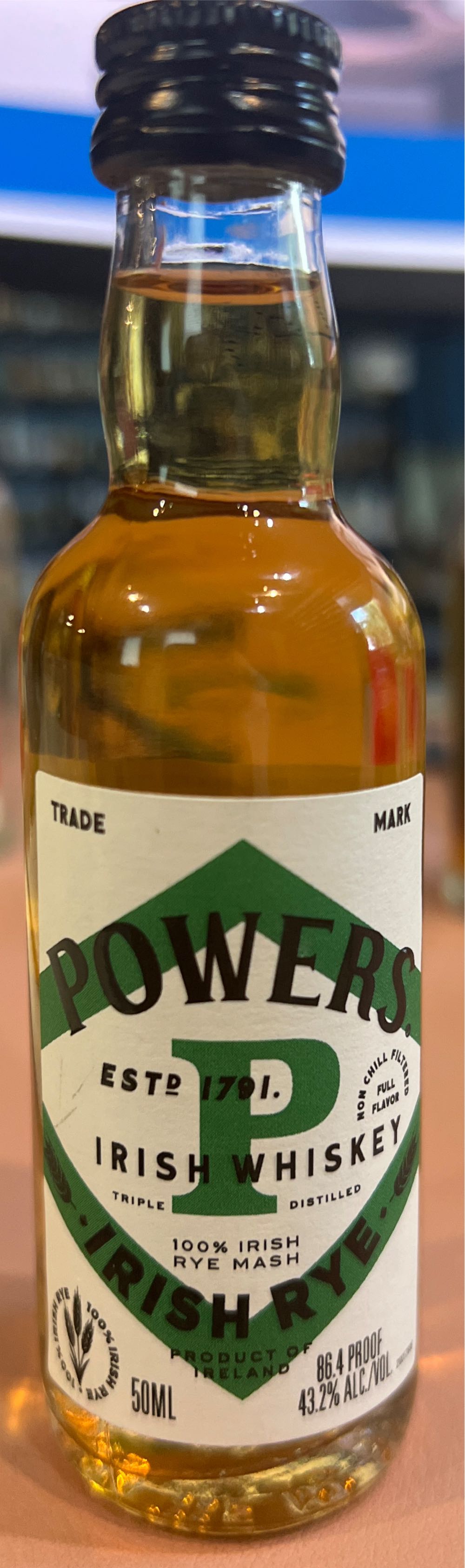 Powers Irish Rye Whiskey - Midleton Distillery (750 mL) alcohol collectible [Barcode 810035511460] - Main Image 3
