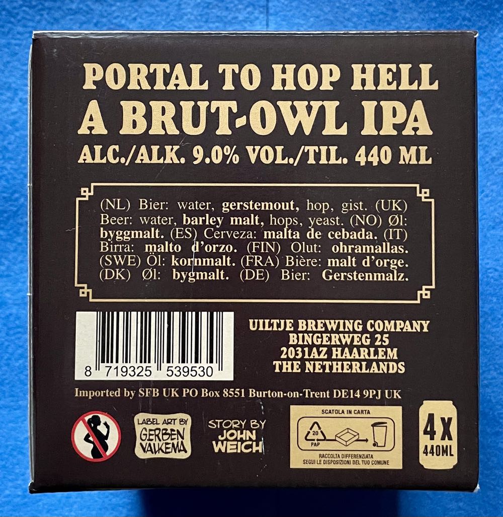 Portal To Hop Hell - Uiltje Brewing Company alcohol collectible [Barcode 8719325539530] - Main Image 4