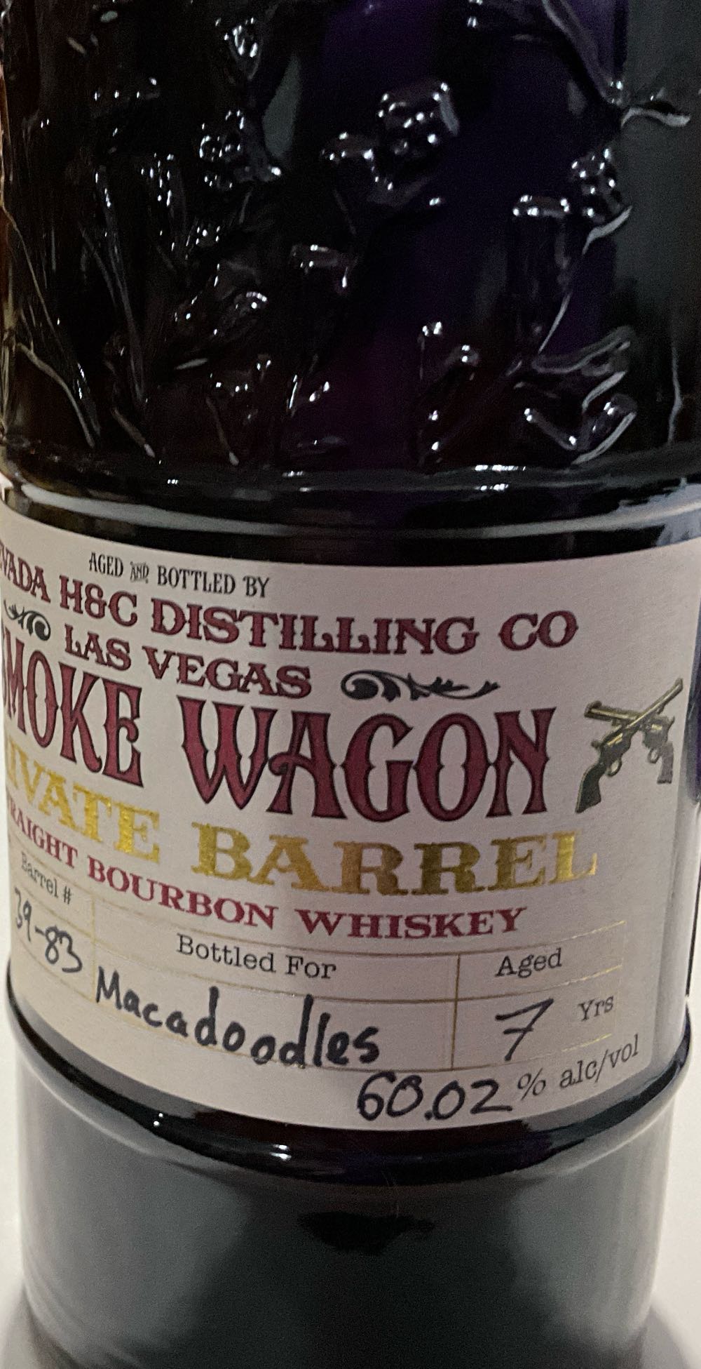 Smoke Wagon Private Barrel Bourbon Whiskey 7 Year Old Red Seal - Nevada H&C Distilling Company (750 mL) alcohol collectible [Barcode 858764003665] - Main Image 3