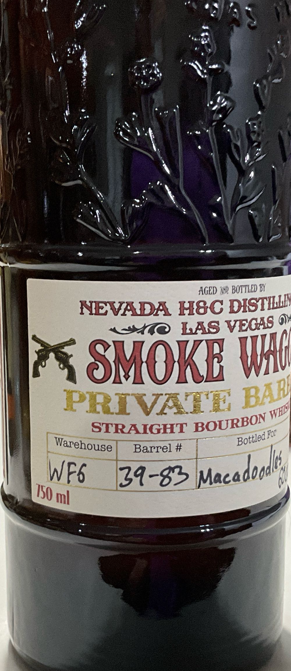 Smoke Wagon Private Barrel Bourbon Whiskey 7 Year Old Red Seal - Nevada H&C Distilling Company (750 mL) alcohol collectible [Barcode 858764003665] - Main Image 4