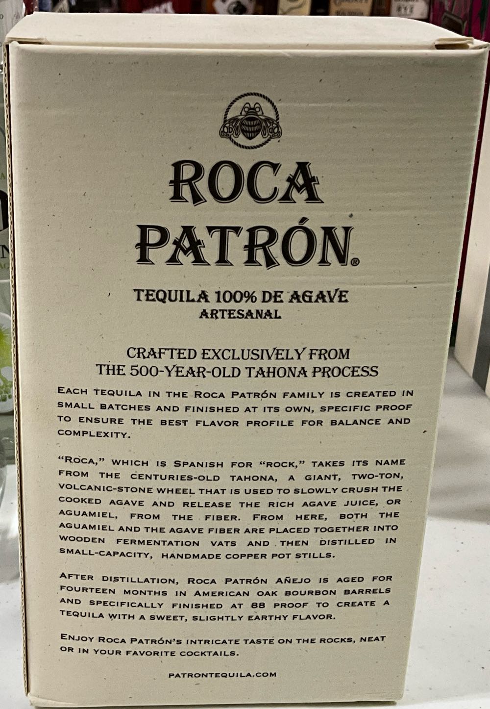 Roca Patron Anejo Tequila In Box - Patron (375 mL) alcohol collectible [Barcode 721733003105] - Main Image 2