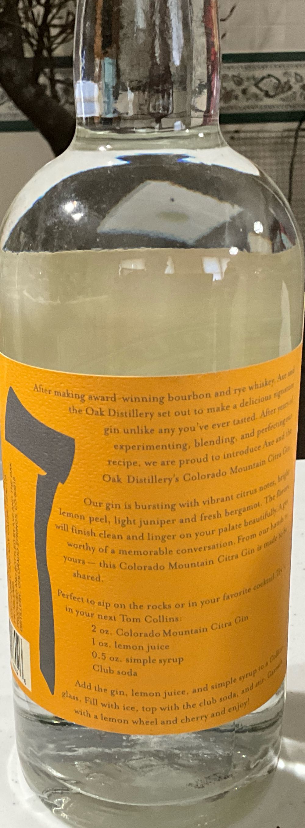 Axe And The Oak Colorado Citra Gin - Axe And The Oak Distillary (750 mL) alcohol collectible [Barcode 850017186026] - Main Image 2