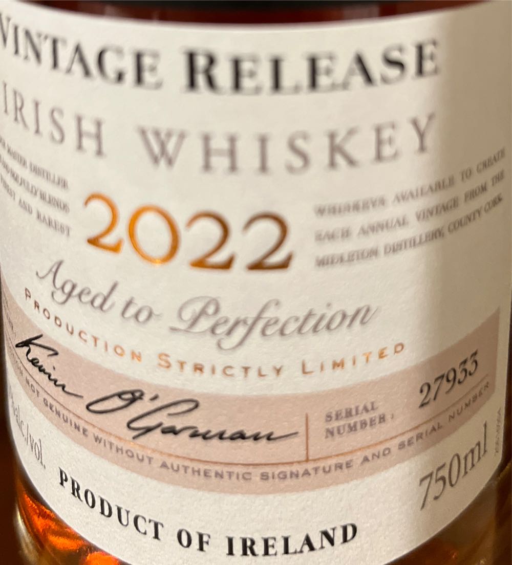Midleton Very Rare 2022 Vintage Release - Middleton Distillery (750 mL) alcohol collectible - Main Image 3