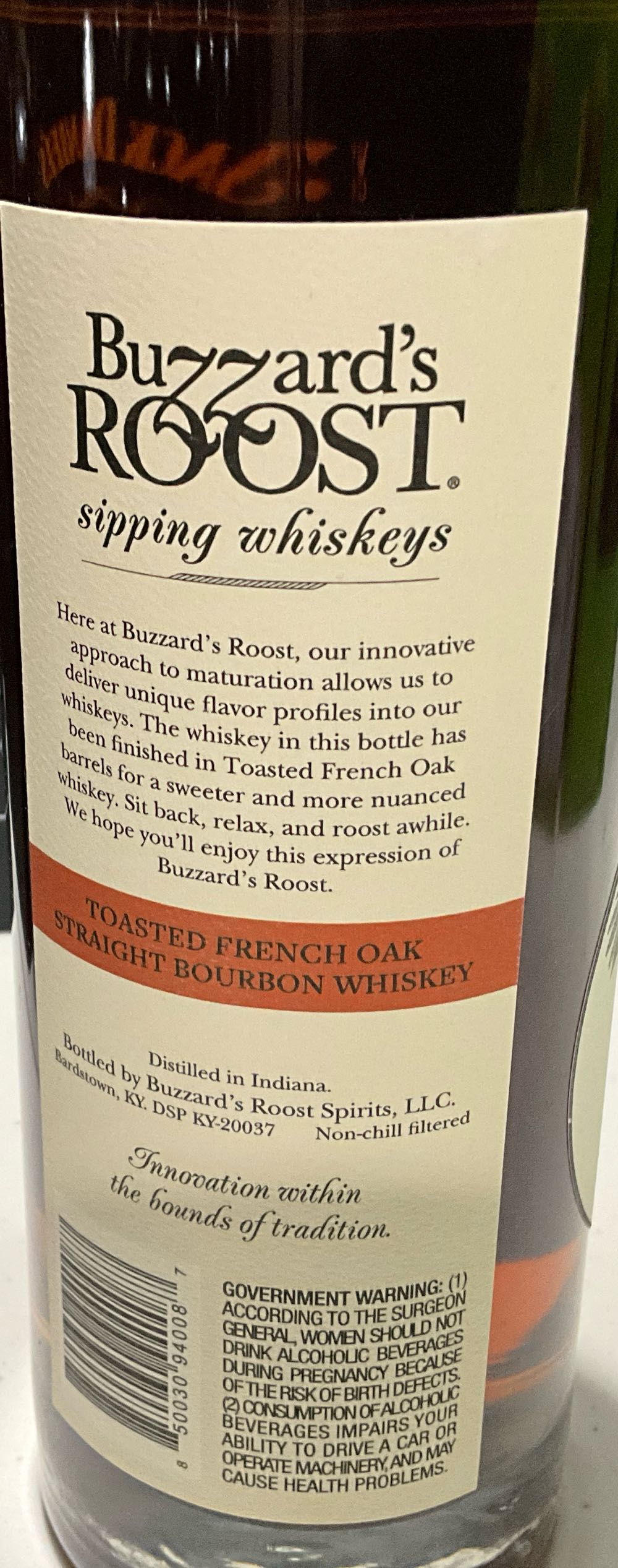 Buzzard’s Roost Toasted French Oak Bourbon - Buzzards Roost Spirits, LLC (750 mL) alcohol collectible [Barcode 850030940087] - Main Image 2