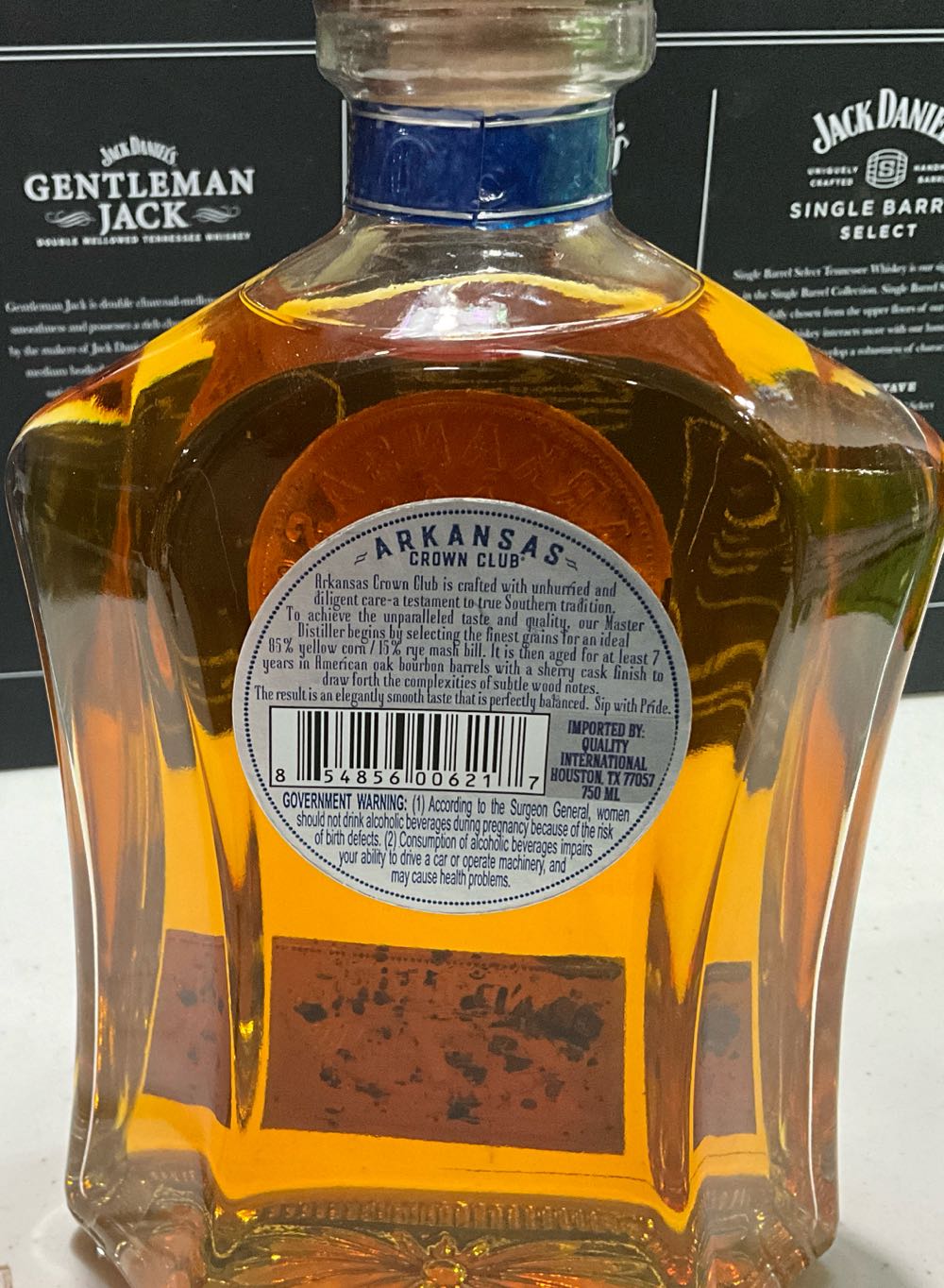 Arkansas Crown Club Grand Reserve Small Batch Whiskey - Imported By Quality International (750 mL) alcohol collectible [Barcode 854856006217] - Main Image 2