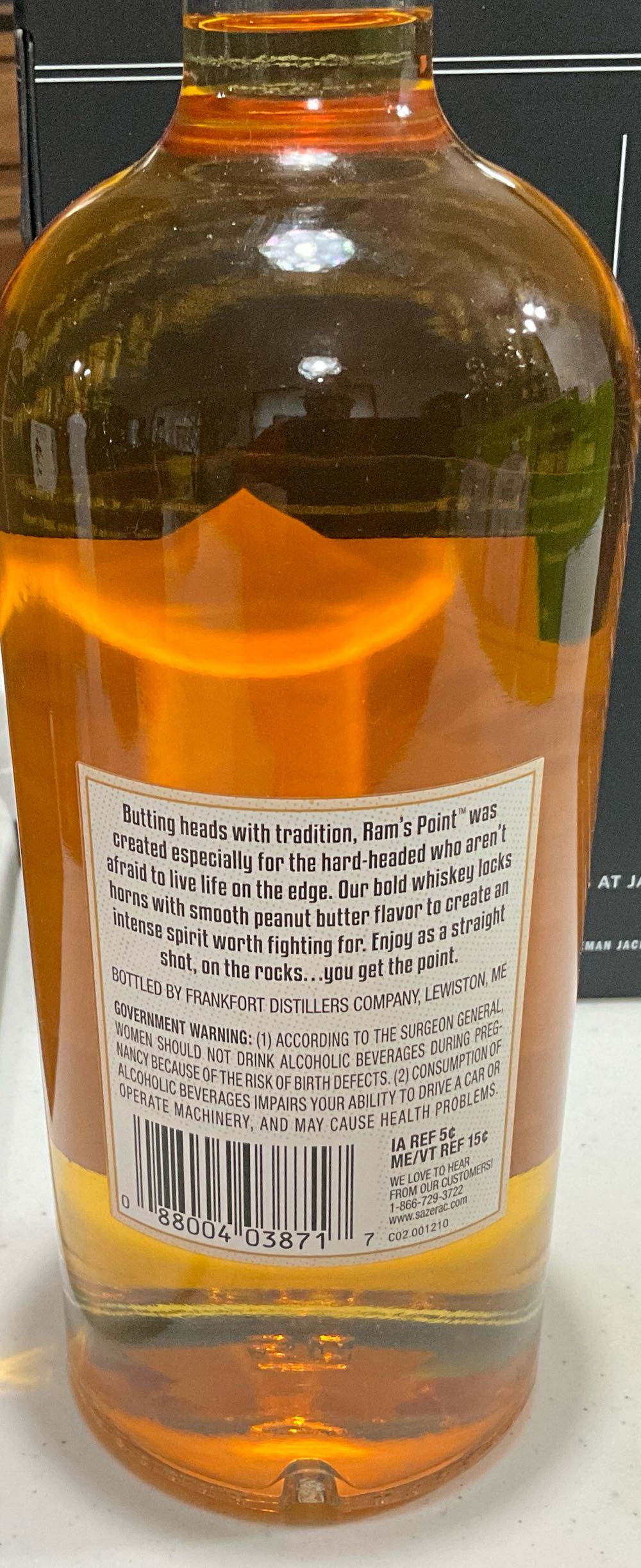 Ram’s Point Peanut Butter Whiskey - Frankfort Distilling (750 mL) alcohol collectible [Barcode 088004038717] - Main Image 2