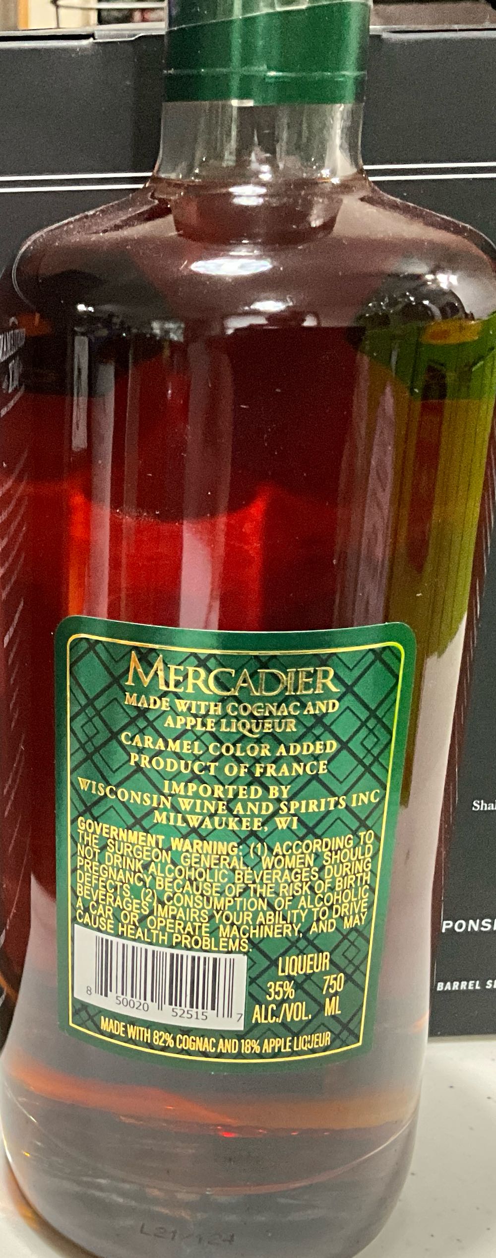 Mercadier Apple Cognac - Wisconsin (750 mL) alcohol collectible [Barcode 850020525157] - Main Image 2