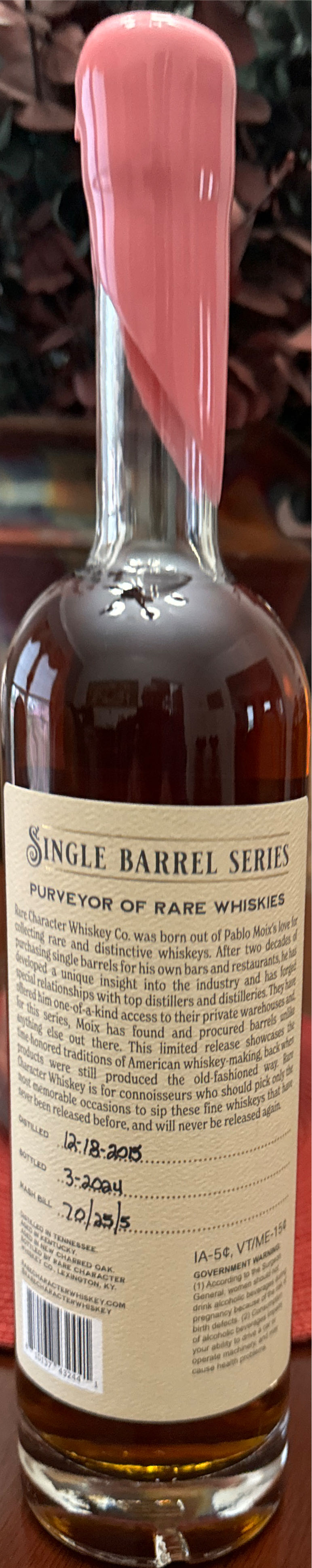 Rare Character Single Barrel Series Straight Rye Whiskey - Rare Character Whiskey Co (750 mL) alcohol collectible [Barcode 810137432441] - Main Image 2