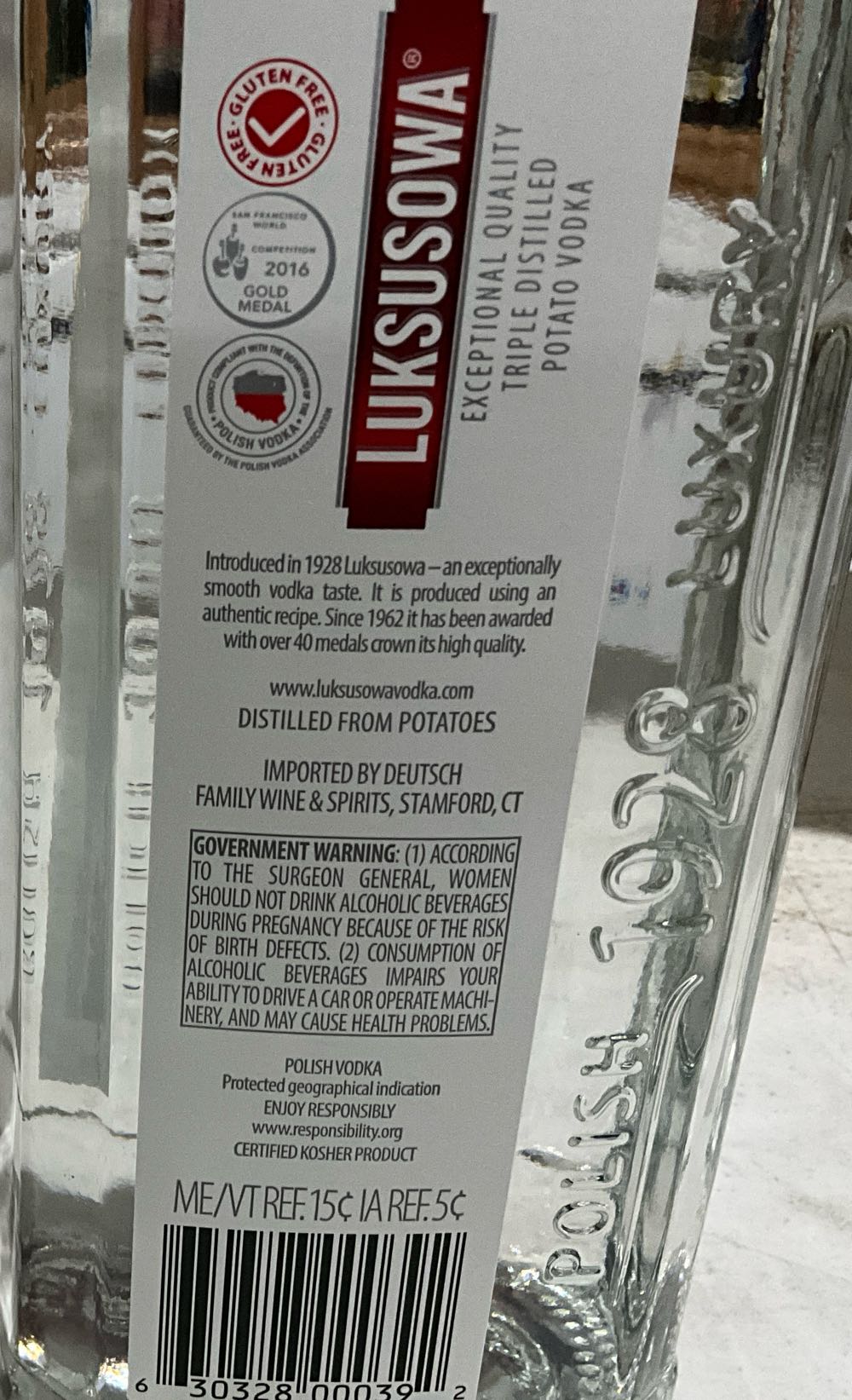 Luksusowa Potato Vodka - Poland - Deutsch Family Wine And Spirits (1.75 L) alcohol collectible [Barcode 630328000392] - Main Image 2